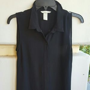 Black button up tank top
